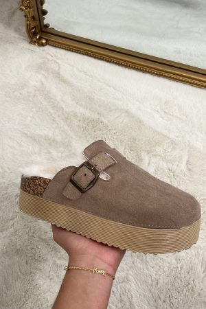 Mules Fourrés - Taupe