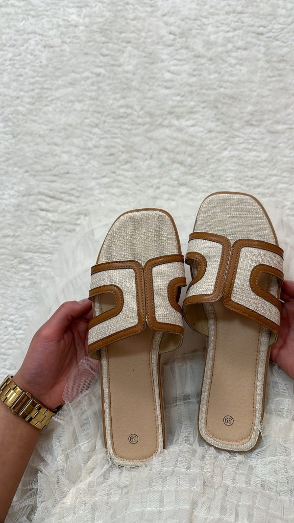 Claquettes Effets Lins - Camel