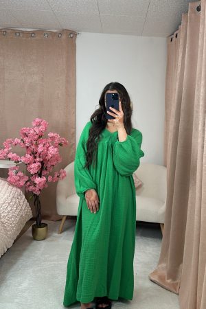Robe En Gaz De Coton - Vert Sapin